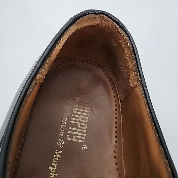 Johnston & Murphy Mens 10 Leather Cap-Toe Oxford Dress Shoes Burgundy Classic main image 9